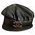 Cappello Chanel in pelle nera con logo CC dorato Nero