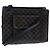 Céline Bolso de hombro de lona Macadam CELINE en cuero PVC negro Auth 104219