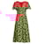 Prabal Gurung Poppy Multi Floral-Print Twisted Flutter-Sleeve Midi Dress Red Silk  ref.1956531