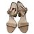 Ballin Sandalen Creme Leder Perlenabsatz
