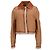 Jil Sander Jacke aus braunem Leder mit Pelzbesatz