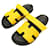 Hermès NINE HERMES CHYPRE MULES SHOES H222857ZH 42.5 EPSOM LEATHER YELLOW SANDALS NEW  ref.1960617