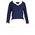 Reformation Strickpullover mit tiefem V-Ausschnitt aus blauer Wolle - Ansicht 4