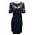 Autre Marque Reem Acra Navy Blue Sequin and Bead Embellished Tulle Lace and Silk Cocktail Dress  ref.1969551