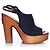 Chanel Holz-Plateau-Peeptoe-Clogs Blau - Ansicht 4