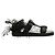 Sandali Valentino EU38 Sandali Piani in Pelle Nera e Piume Taglia UK5 US7.5 Nero
