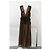 Vestido maxi plissado com decote profundo Chloé em chiffon de seda marrom e preto - vista 6