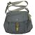 Borsa a tracolla in nylon tessuto grigio chiaro con logo Prada Blu chiaro