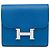 Hermès Blue Evercolor Constance Slim Compact Wallet Blau