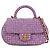 Chanel Viola CC Tweed Trapuntato con Manico Porpora