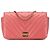 Chanel Mini Chevron em Couro de Bezerro Rosa Bolsa com Aba