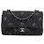 Chanel Nero Medio Denim Doppio Flap