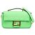 Fendi Baguette Midi in pelle con stampa Zucca verde e catena Verde chiaro