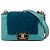 Chanel Blue Small Bicolor Shearling Boy Flap Turchese