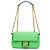 Fendi Baguette Midi em couro embutido Zucca verde com corrente Verde claro