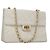 CHANEL Borsa a Spalla Matelassé in Pelle Bianca Oro CC Auth 107700 Bianco D'oro