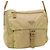 Borsa a tracolla in nylon beige con logo Prada