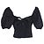 Top corto a maniche puff Reformation in cotone nero - vista 2