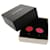 Orecchini in pelle e metallo rosa Chanel Coco Mark Button - vista 3