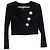 Blazer corto de terciopelo negro adornado de Balmain