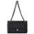 Timeless Chanel Classic Medium Double Flap Shoulder Bag in Black Lamb Leather