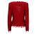 IRO fransige Jacke aus rotem Baumwolltweed - Ansicht 9