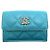 Chanel Coco Mark Dreifach-Brieftasche Blau Türkis