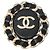 Timeless Chanel Chain CC Brosche aus schwarzem Lammleder