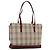 Burberry Nova Check Tote Bag aus Canvas Leder beige rot gold Auth 111118 Golden