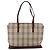 Burberry Nova Check Tote Bag aus Canvas Leder beige rot gold Auth 111118 Golden - Ansicht 2