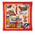 Écharpe Hermès Carré 90 L Soie Rouge Multicolore  ref.2007469