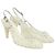2.55 Sandali slingback Chanel in tweed bianco con punta in rete floreale Crudo - vista 4