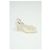 2.55 Sandali slingback Chanel in tweed bianco con punta in rete floreale Crudo - vista 8