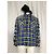 Off White Giacca camicia a quadri con logo freccia Off-White in cotone blu e giallo - vista 7
