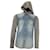 Giacca con cappuccio Balmain in denim blu e cotone grigio Blu chiaro