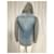 Giacca con cappuccio Balmain in denim blu e cotone grigio Blu chiaro - vista 10