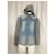 Giacca con cappuccio Balmain in denim blu e cotone grigio Blu chiaro - vista 7
