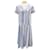 Autre Marque Sara Roka Blue / White 2021 Striped Eiko Midi Dress Polyester  ref.2018679