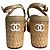Timeless Chanel Sandali a piattaforma con catena in pelle di agnello beige - vista 4