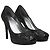 Stuart Weitzman Peep-Toe Pumps in Black Glitter - view 4