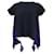 Sacai Draped Lace Inserts T-shirt In Navy Cotton Blue Navy blue  ref.2021704