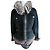 Autre Marque Schwarze Wildlederjacke mit Silberfuchskragen
