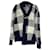 Autre Marque Mother of Pearl Blake Oversized Embellished Checked Cardigan in Blue Wool  ref.2028424