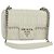 PRADA Borsa a Spalla con Catena Arricciata in Pelle Bianca Argento Auth mr992 Bianco