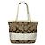 Borsa a mano in cotone marrone Sufflette Signature di Coach