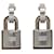 Hermès Pendientes Hermes O'Kelly Castaño Plata Cuero Metal