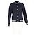 Sandro Paris Striped Varsity Jacket in Navy Blue Polyester - view 4