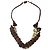 Autre Marque Collana etnica tribale con dischi in legno marrone e pelle crema a forma di V