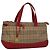 BURBERRY Nova Check Handtasche aus Canvas Beige Rot Auth 113293