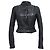 Céline  Celine Belted Mandarin Collared Jacket in Black Leather
